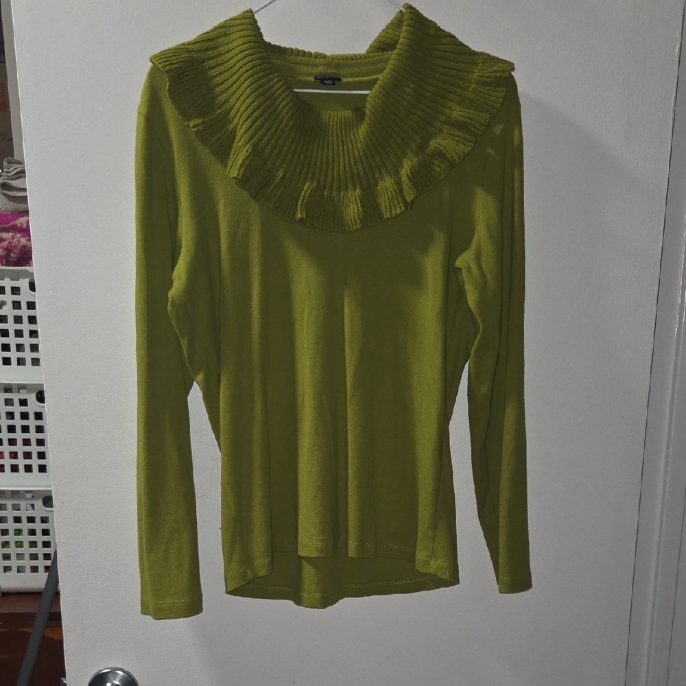 Rafaella Chartreuse Ribbed Sweater